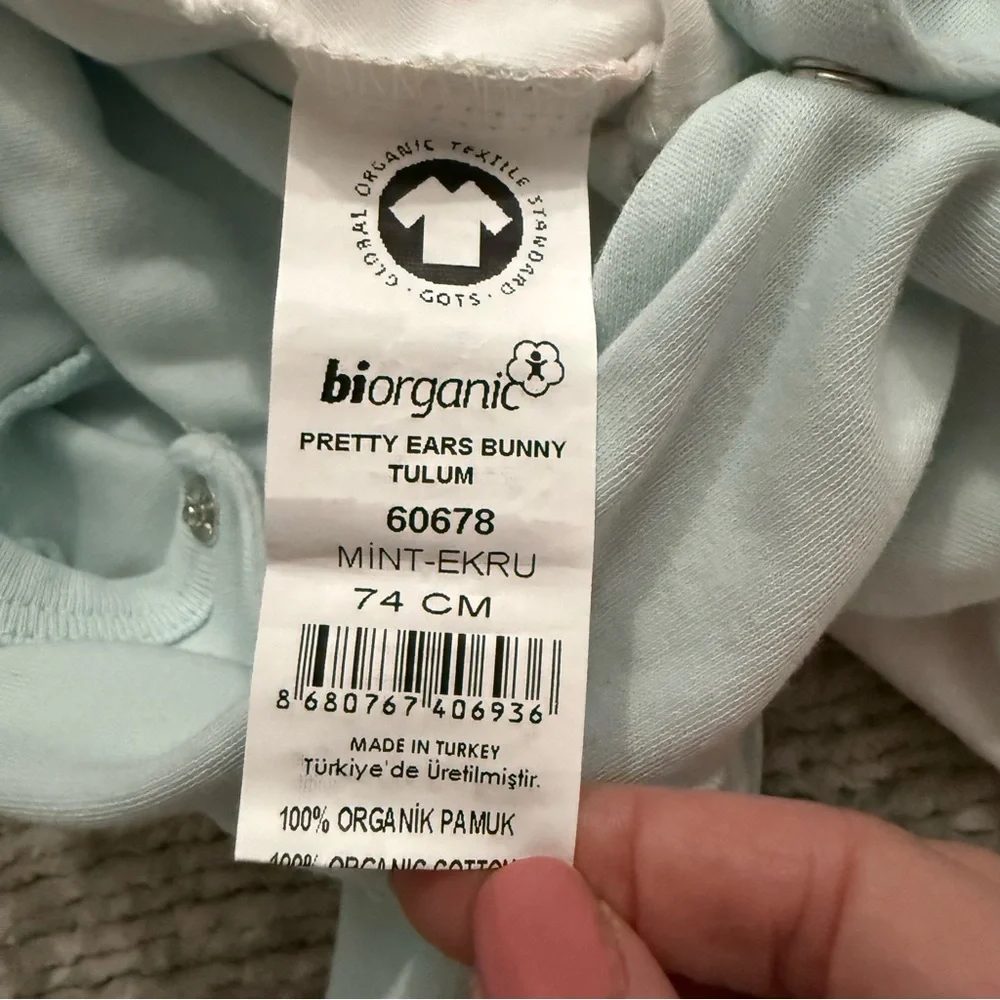 Biorganic Princess Ice Cream Footed Romper 9-12M 74cm Mint Ecru‎ Organic Cotton